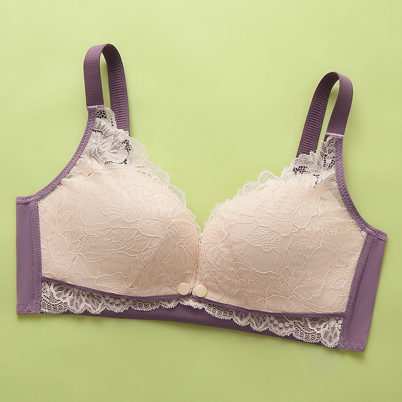 Ropa interior de maternidad sujetador de enfermería borde de encaje inalámbrico hebilla frontal postparto sujetador de enfermería ropa interior de embarazo