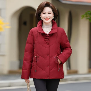 品牌中老年羽绒服女短款2026冬新款时尚洋气气质妈妈加厚保暖外套