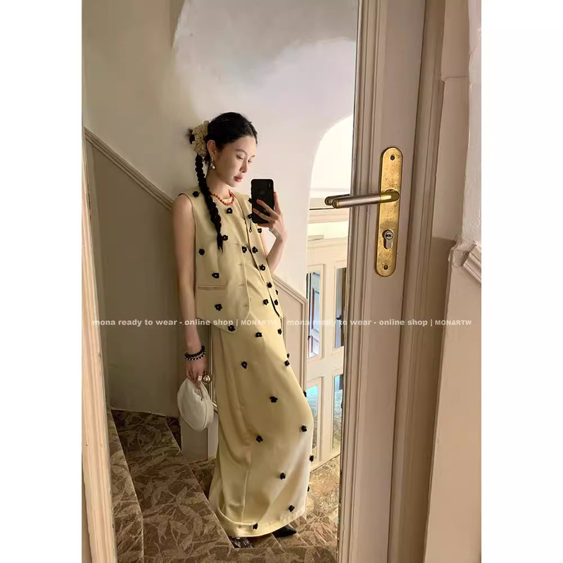 Mona French Vest Jacket Sleeveless Skirt Dress Suit for Small Women 2024 Summer New Style Mona French Vest Jacket Sleeveless Skirt Dress Suit for Small Women 2024 Summer New Style