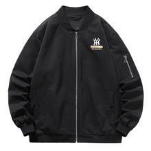 春秋字母刺绣飞行员夹克加肥加大青春潮牌美式宽松复古大码男装
