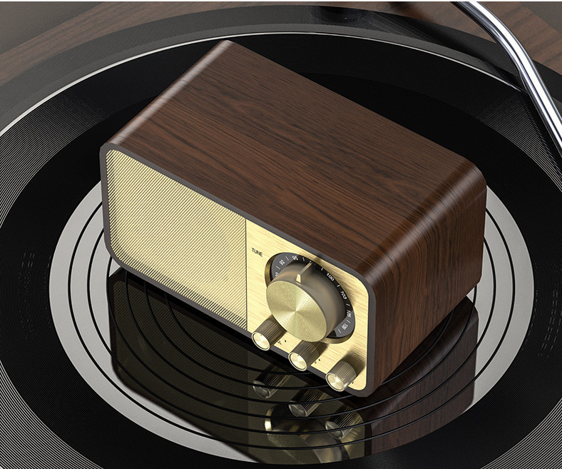 New Model JY66 Retro Bluetooth Speaker with Wireless FM Radio Subwoofer Portable Wooden Bluetooth Audio