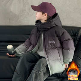 男童连帽渐变羽绒服冬季新款2025儿童装痞帅洋气白鸭绒外套保暖冬