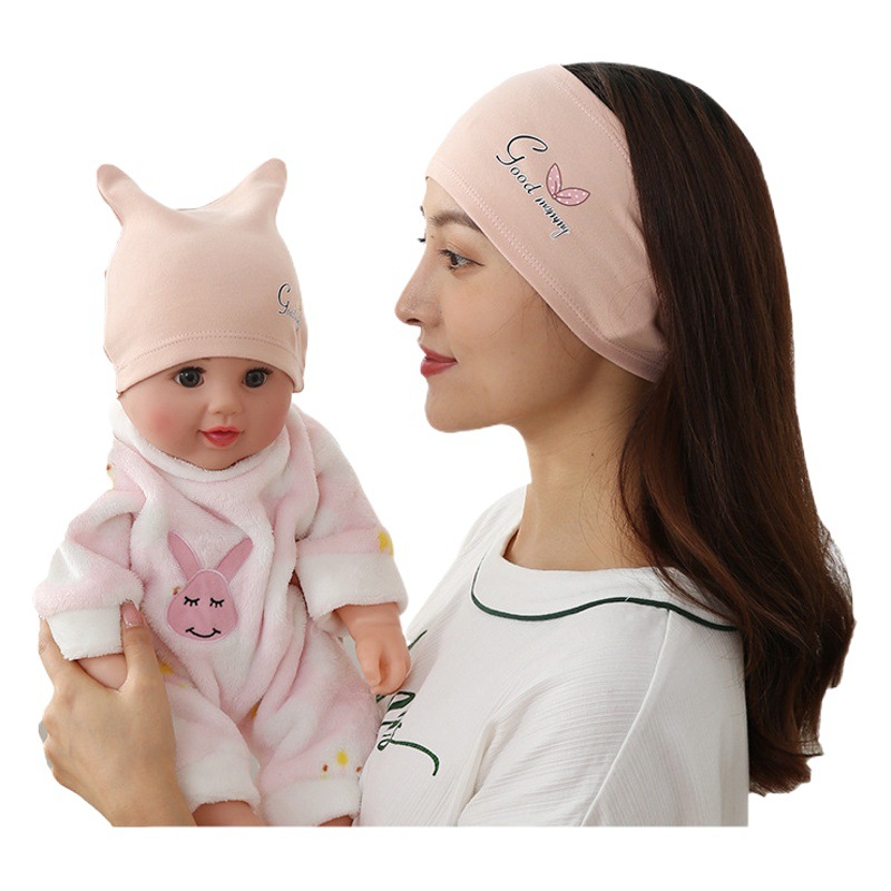 2025 Four Seasons Available Printed Parent-Child Moon Scarf Cotton Breathable Warm Baby Hat Postpartum Moon Hat