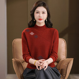 秋冬季新款洋气女士短款半高领针织衫上衣内搭套头毛衣提花打底衫，女装针织衫/毛衣，妃慕昵服饰