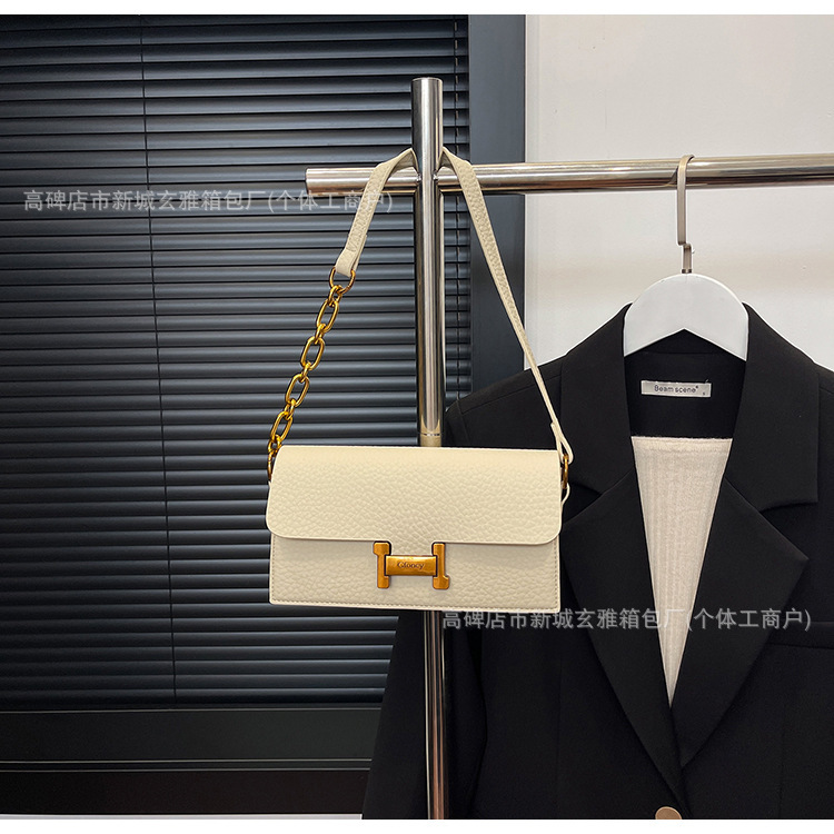 新款时尚高级感斜挎单肩包秋冬通勤百搭小方包小众轻奢链条腋下包|undefined