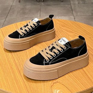 Thick-soled Canvas White Shoes for Women New Chinoiserie K-style Women's Shoes 2024 Versatile Forrest Gump Training Shoes Sports and Casual Shoes