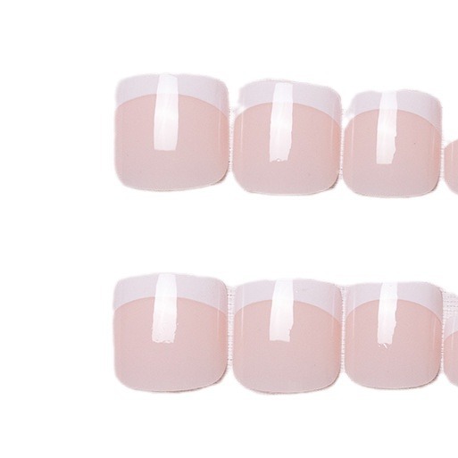 J0061 usable francés blanco borde dedo del pie pieza de uñas falsa etiqueta engomada del clavo parche desmontable producto terminado al por mayor