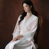 Ночная рубашка для девочек на осень и зиму, плотный бархат, теплая и милая французская принцесса, длинная пижама с длинными рукавами, халат, трансграничный халат
