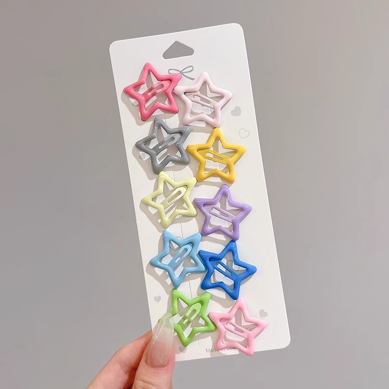 Pinza bb de color dopamina para niños cabello roto estrella de cinco puntas horquilla para niñas que no lastima el cabello, pinza para el cabello con flequillo para bebés, accesorios para el cabello lindos