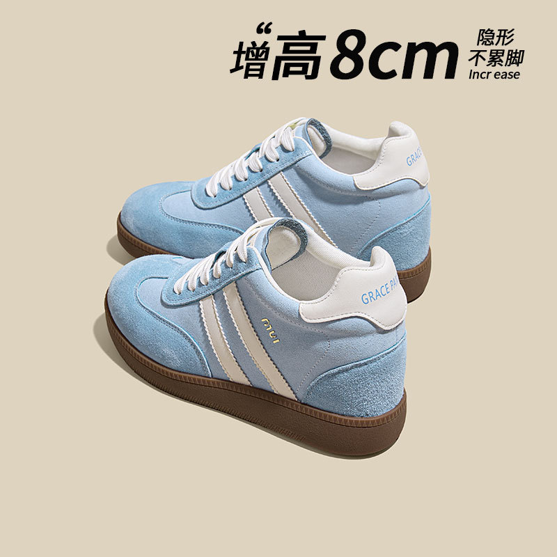 8cm 내부 증가 독일군 트레이닝화 여성용 2026 봄여름 신상품 두꺼운 밑창 스니커즈 데일리 스니커즈 메쉬 캐주얼화