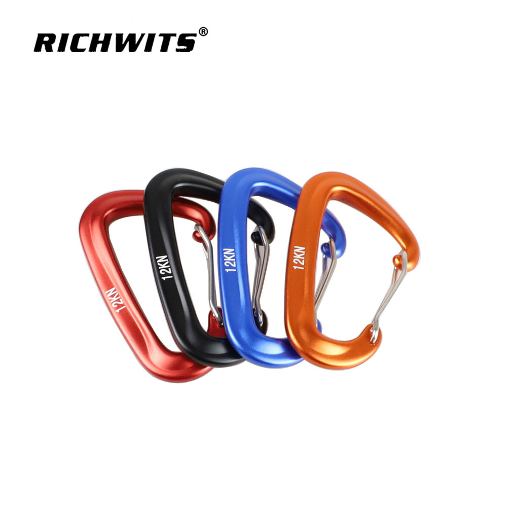 RICHWITS 7075航空铝登山扣 D型登山快挂钩 户外攀岩保险钩 12KN