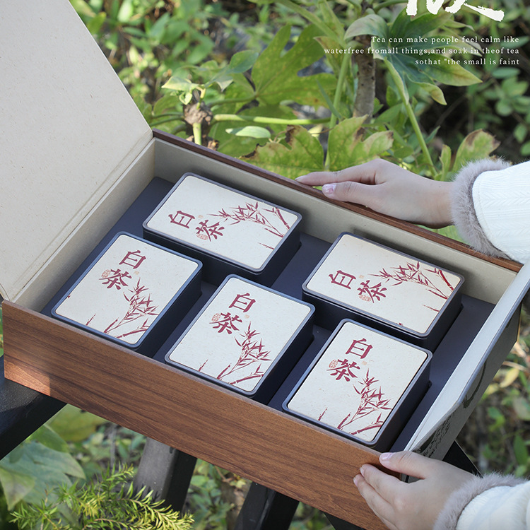 高档新款通用白茶礼盒装空盒安吉白茶5罐半斤装天目湖白茶包装盒