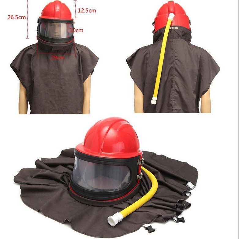 厂家生产喷砂头盔 供养式 喷沙头盔 调温式喷砂面罩 量大从优