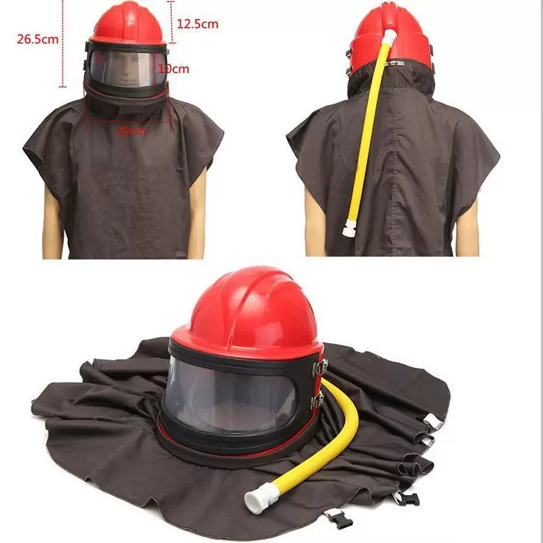 厂家生产喷砂头盔 供养式 喷沙头盔 调温式喷砂面罩 量大从优