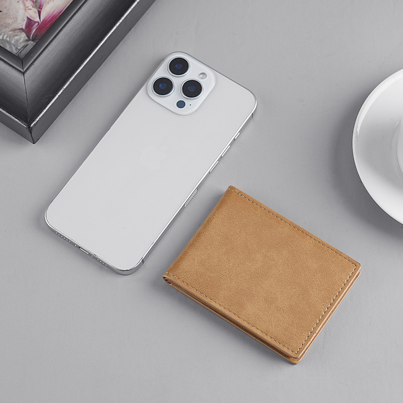 comercio exterior tarjeta de conducir de piel de cera retrógrada bolsa de cuero carnet de conducir bolsa de tarjetas ultra delgadas clip de tarjetas para hombres