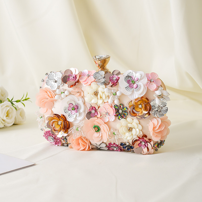 Elegante Abendtasche Mit Blumenperlen Handgefertigt Für Damen_voghion.com