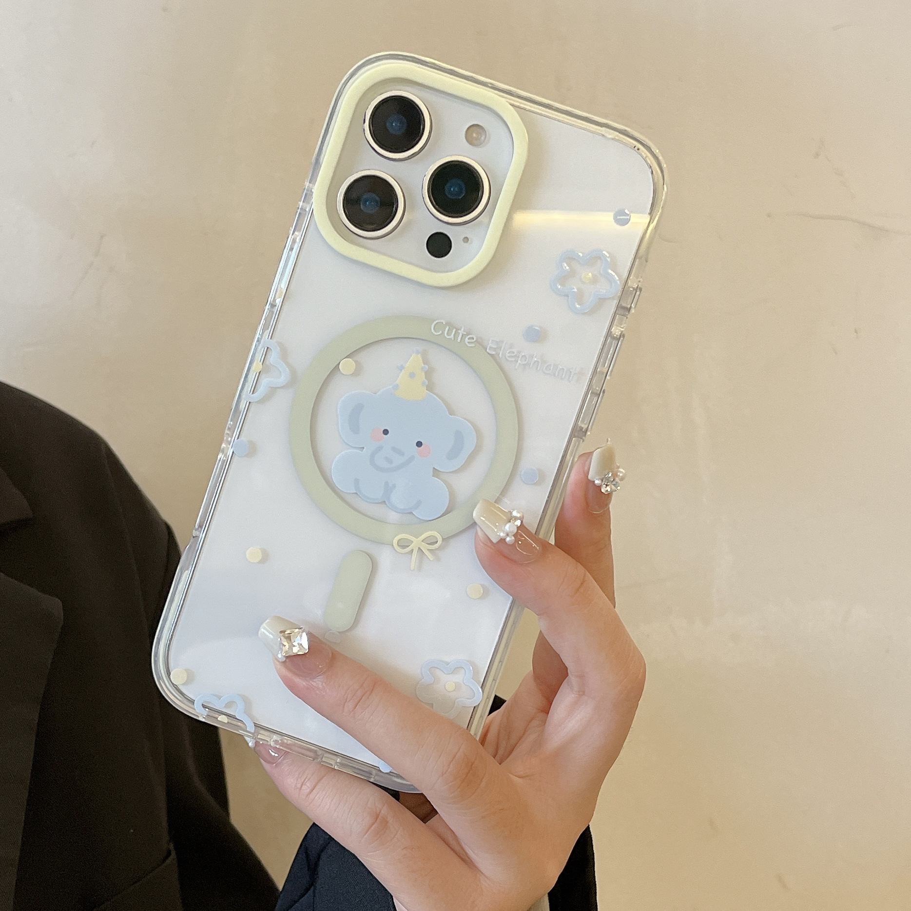 Soporte de elefante magnético de alta gama para Apple 15/16 funda para teléfono móvil 14ProMax bowknot 16Pro femenino 15