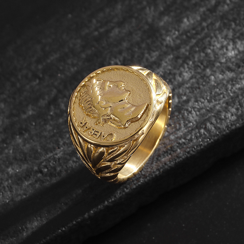 Holiday, Daily Occasion Hip-Hop Retro Human Letter Titanium Steel Men's Rings