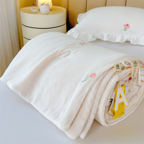 Category A maternal and infant grade pure cotton summer quilt cotton double-layer yarn soybean summer cool quilt ins style thickened winter quilt spring and autumn quilt core