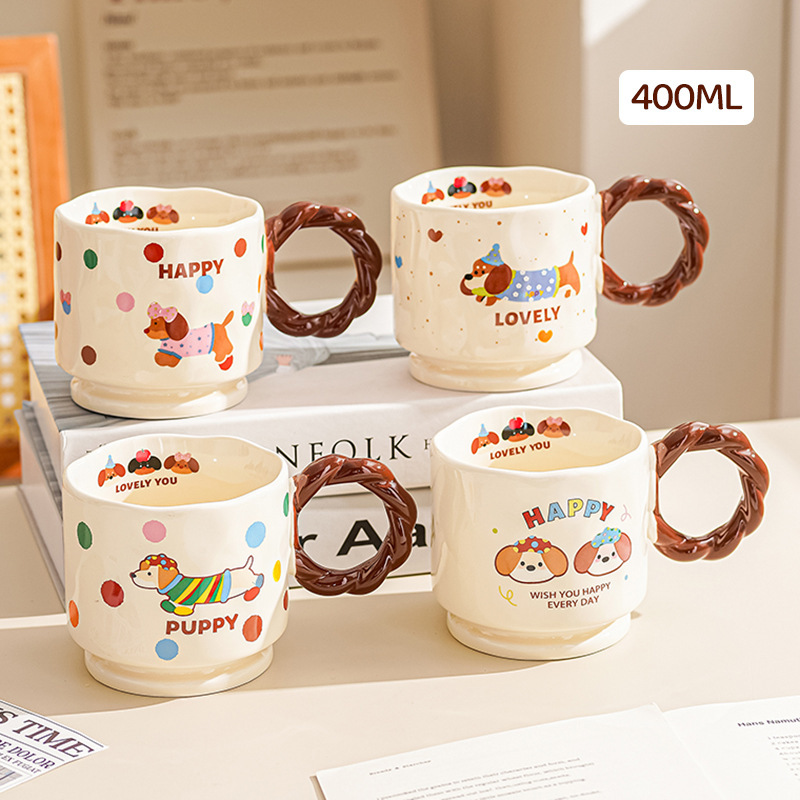 ソーセージ犬シリーズマグカップ女子かわいい家庭用コップ新2025コーヒー朝食カップ陶磁器カップ|undefined