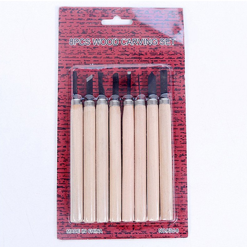 Cuchillo de talla de madera de 12 piezas de arte de talla de madera de estudiantes cuchillo de talla de madera conjunto de mango de madera al por mayor