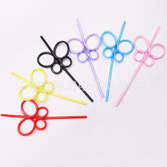 廠家直銷創意蝴蝶吸管PETG彎曲造型吸管派對兒童搞怪藝術吸管