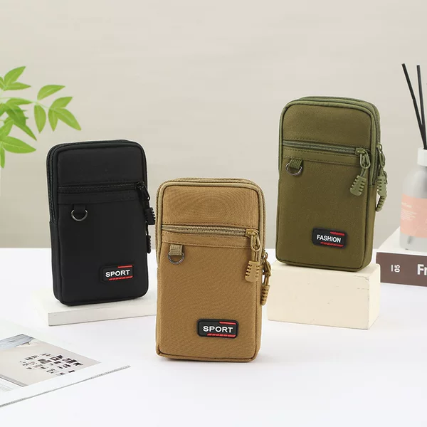 Middle-Aged and Elderly Mobile Phone Waist Bag Men's Belt Multi-Functional Waist Bag Mobile Phone Coin Purse Outdoor Carabiner Coin Purse