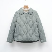 寒冬思羽新款简约女式90绒女装尖领纯色羽绒服短款宽松外套