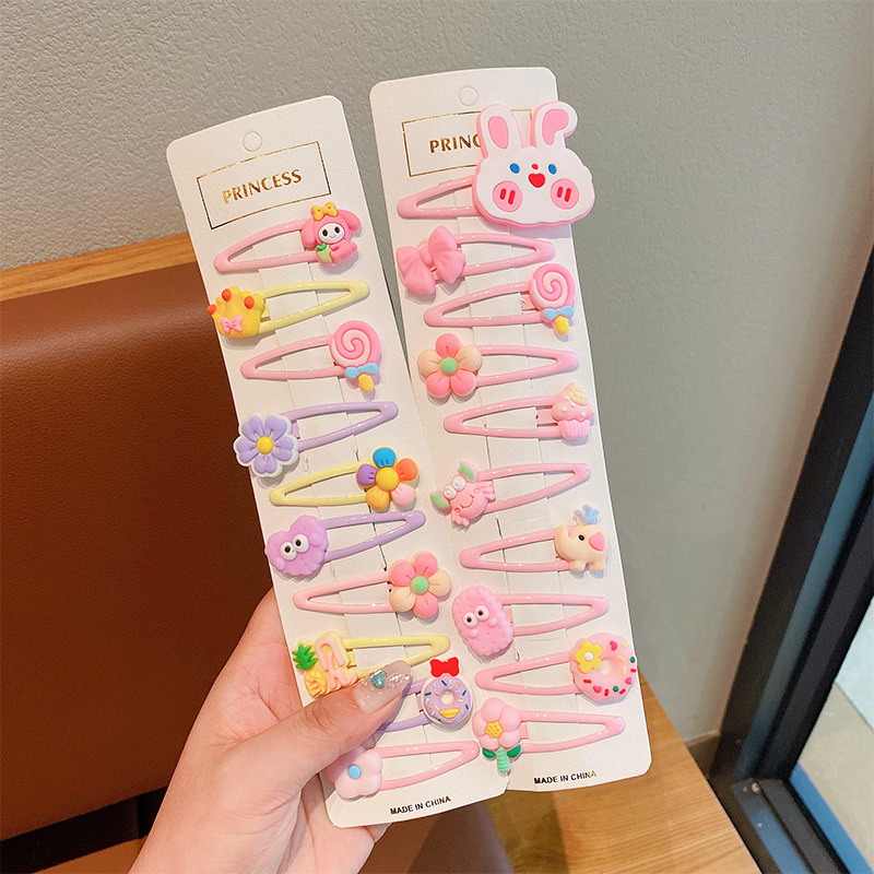 Clip de cabello auténtico para niños, clip de cabello rotos para chicas, clip de cabello no dañado, tarjeta de cabello de fresa, cartón de dibujos animados, clip de cabello lateral para bebés.