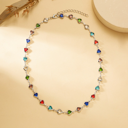 Summer new holiday style necklace fashion small fresh love beaded handmade women's sweet necklace wholesale
