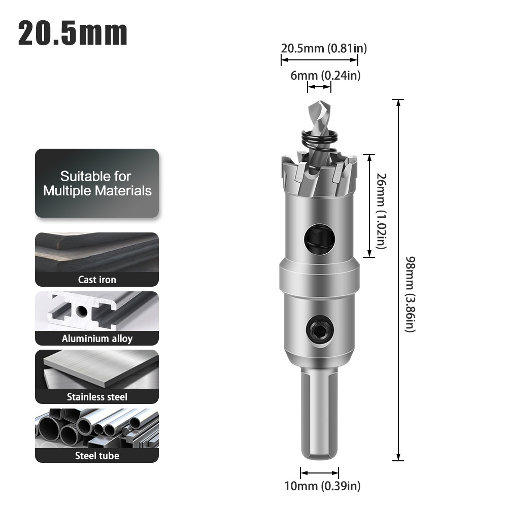 Abridor de agujero de aleación 5A de alto grado Abridor de agujero de acero inoxidable de alto grado TCT
