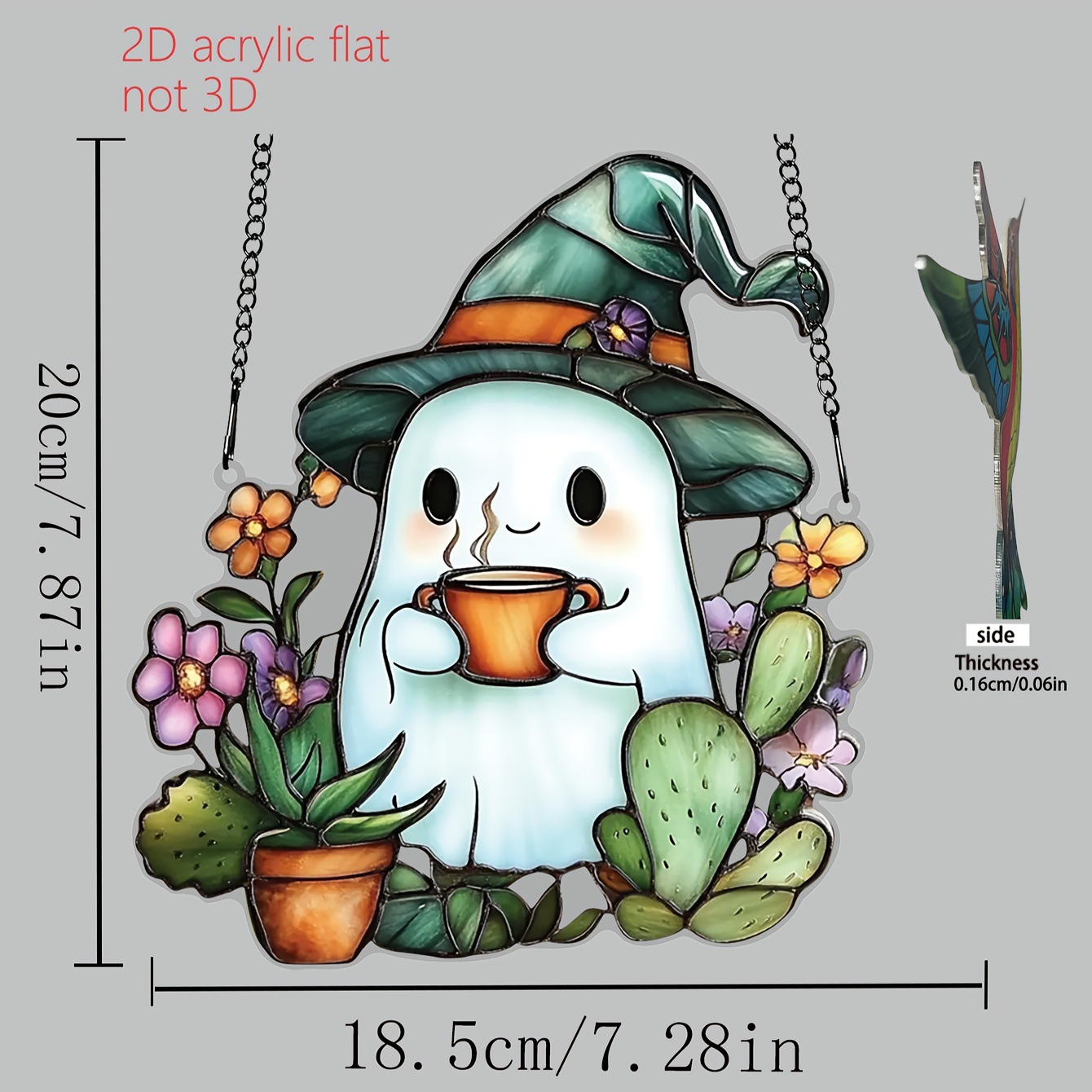 Nuevos productos transfronterizos de Halloween encantadores fantasmas atrapadores de sol pequeños fantasmas 2D planos acrílicos colgantes de atmósfera de vacaciones