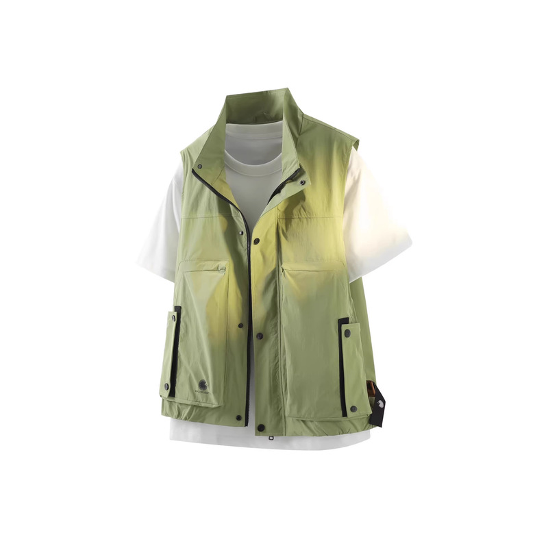 Summer New Men's Vest, Fashionable Casual Workwear Jacket, American-Style Stand-Up Collar Functional Outdoor Vest for Men