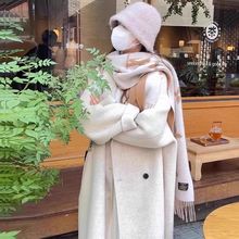 少女感气质灰色双面绒大衣女2025秋冬新款韩版宽松中长款毛呢外套