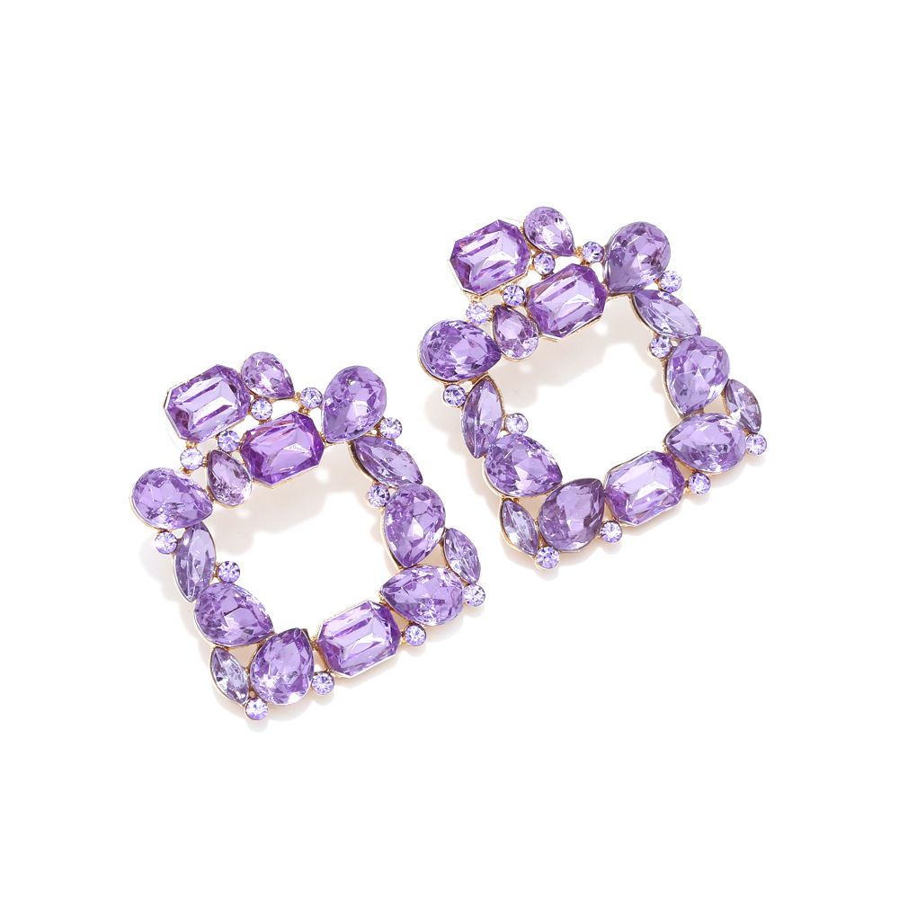 Ear Studs Classification 1 Pair Quantity Daily, Street Occasion Alloy Material Basic Lady Classic Style Square Alloy Inlay Zircon Women's Ear Studs