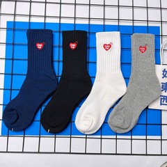 Trendy brand love towel bottom embroidered socks Shawn Yue's same style sports socks ins couple men and women pure cotton mid-tube socks