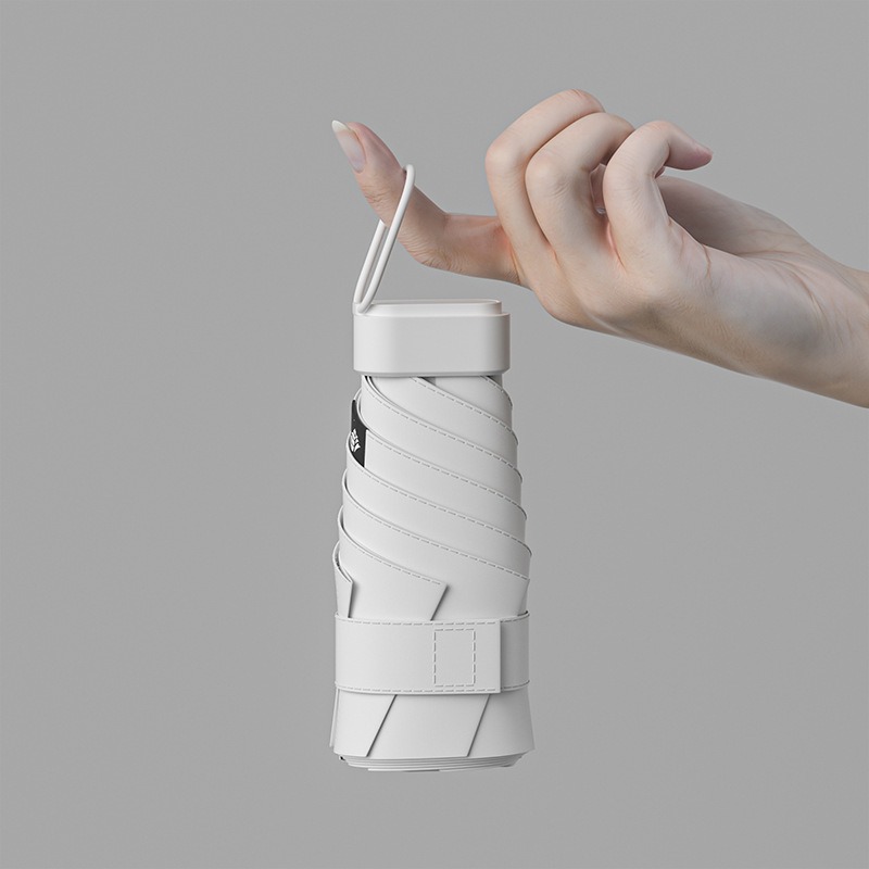 Paraguas de protección solar de vinilo creativo mini paraguas de seis pliegues paraguas de cápsula de bolsillo pequeño para mujer lluvia y lluvia paraguas de sol de doble uso