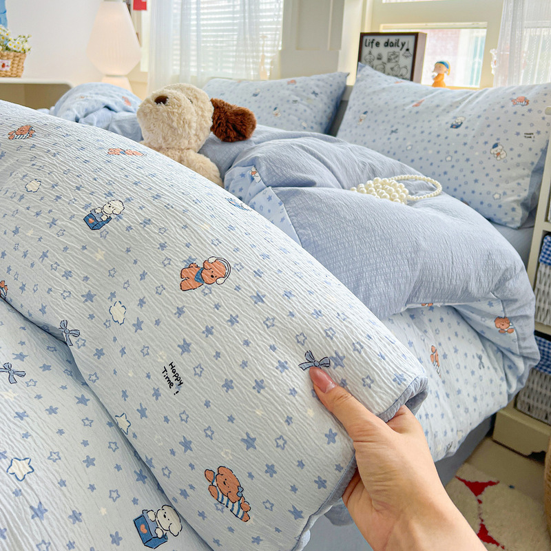 Class A cloud-like double-layer gauze ultra-soft bedding four-piece set, duvet cover, bed sheet, student dormitory three-piece set Class A cloud-like double-layer gauze ultra-soft bedding four-piece set, duvet cover, bed sheet, student dormitory three-piece set