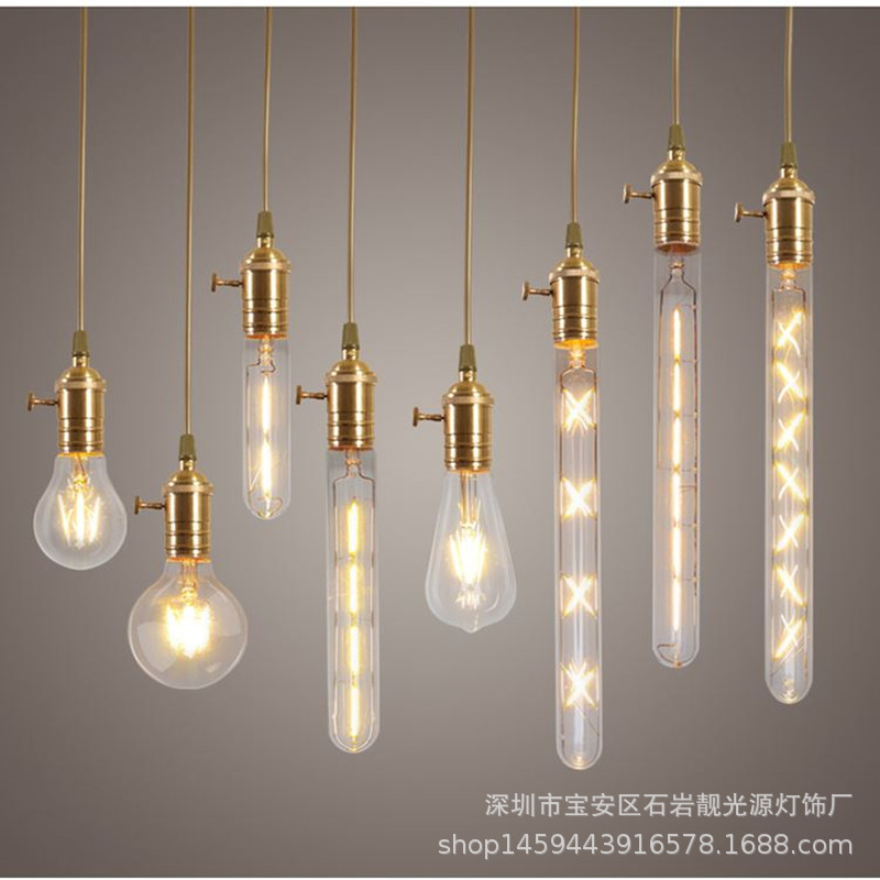 Edison bulb E27 retro warm yellow screw imitation tungsten filament LED creative bulb art decoration wholesale