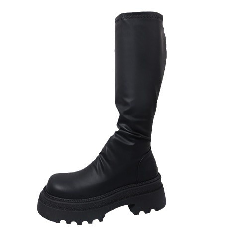 Black French Slim, Small, Thick Soled for Women's Long 2023 New Autumn High Barrel Knight Boots_voghion.com