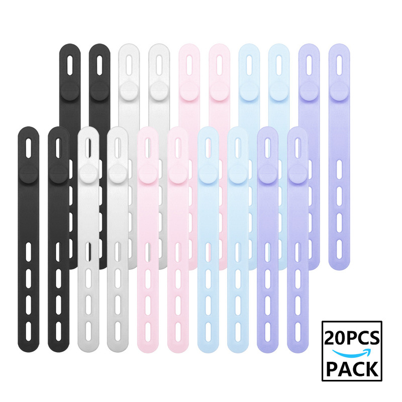 20 pieces of data cable storage organizer wire winder wire tie silicone cable tie Cord Organizer