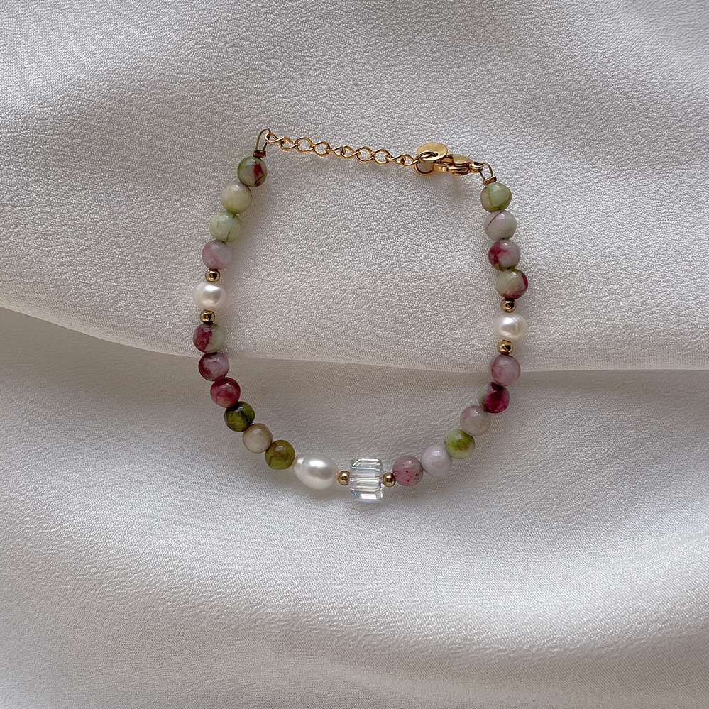 Fashion Round Pearl Titanium Steel Beaded Bracelets 1 Piece