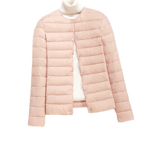 Lightweight women's short down jacket,  new round neck thin version inner lining slim fit innerwear base layer plus size fashion outerwear