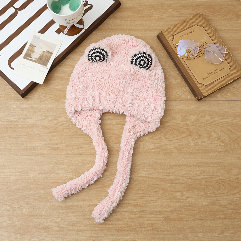 Cappello Lei Feng con rana di peluche carina, autunno inverno 2025, per donna, calda protezione per le orecchie, grande circonferenza della testa_voghion.com