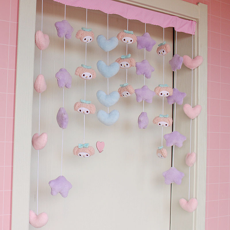 Purple Star Language Fabric Half Curtain Punch-free Curtain Bathroom Door Curtain Commercial Internet Celebrity Cartoon Home Partition Curtain