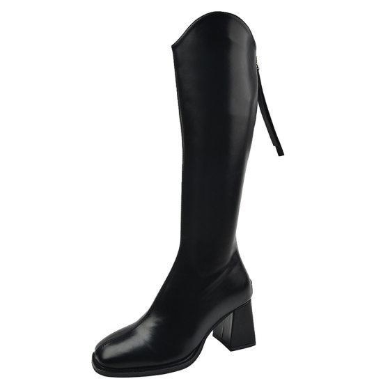 058-13 But Knee High Boots Women's Elastic Thin Boots High-heeled Boots Thick Leg Big Tube Wai Fat plus size Women's Boots
