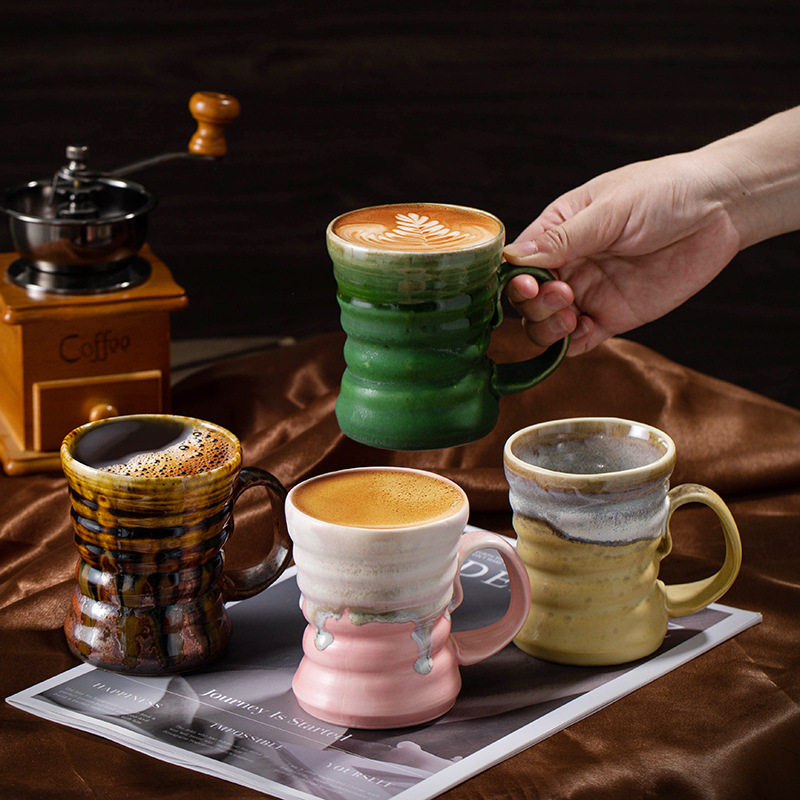 窯変コーヒーカップ セラミックマグカップ レトロ家庭用ウォーターカップ クロスボーダー粗陶器 大容量ビールカップ 軽奢|undefined