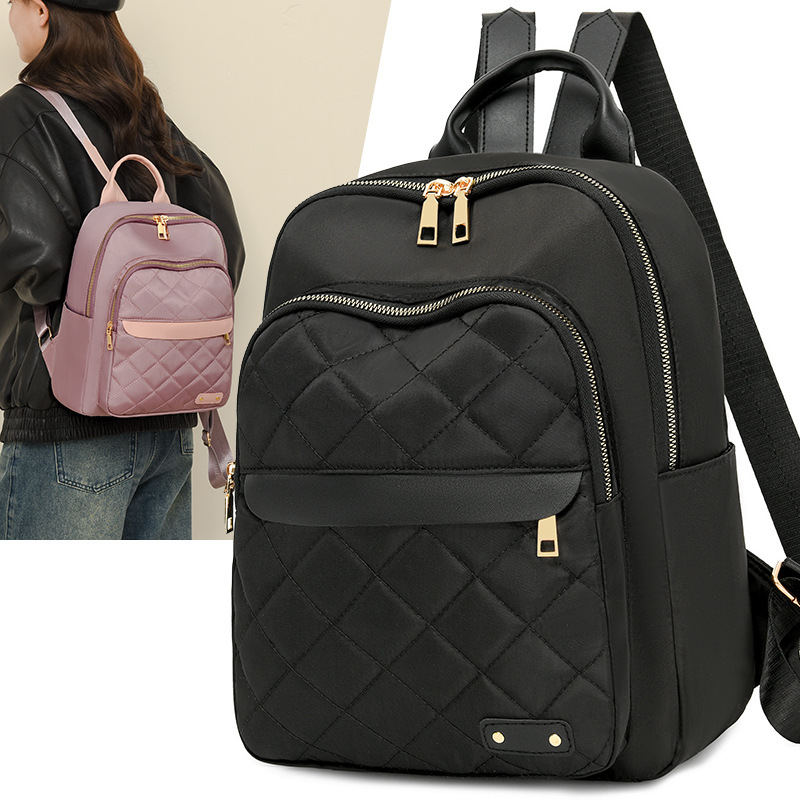 2024 nuevo estilo rombo tela Oxford mochila de viaje mochila doble para mujer de moda mochila de nailon mochila de ocio de gran capacidad