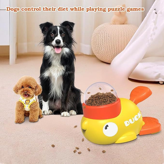 Amazon 新製品リトルイエローアヒルペットフィーダー猫と犬インタラクティブおもちゃトレーナー自動フィーダー|undefined