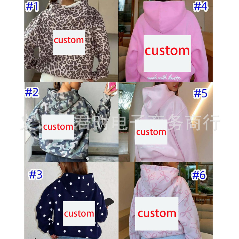 Cross-Border 260g Women's Hooded Sweatshirt with Letter Print and Foam Print, Casual Hooded Fleece Sweatshirt